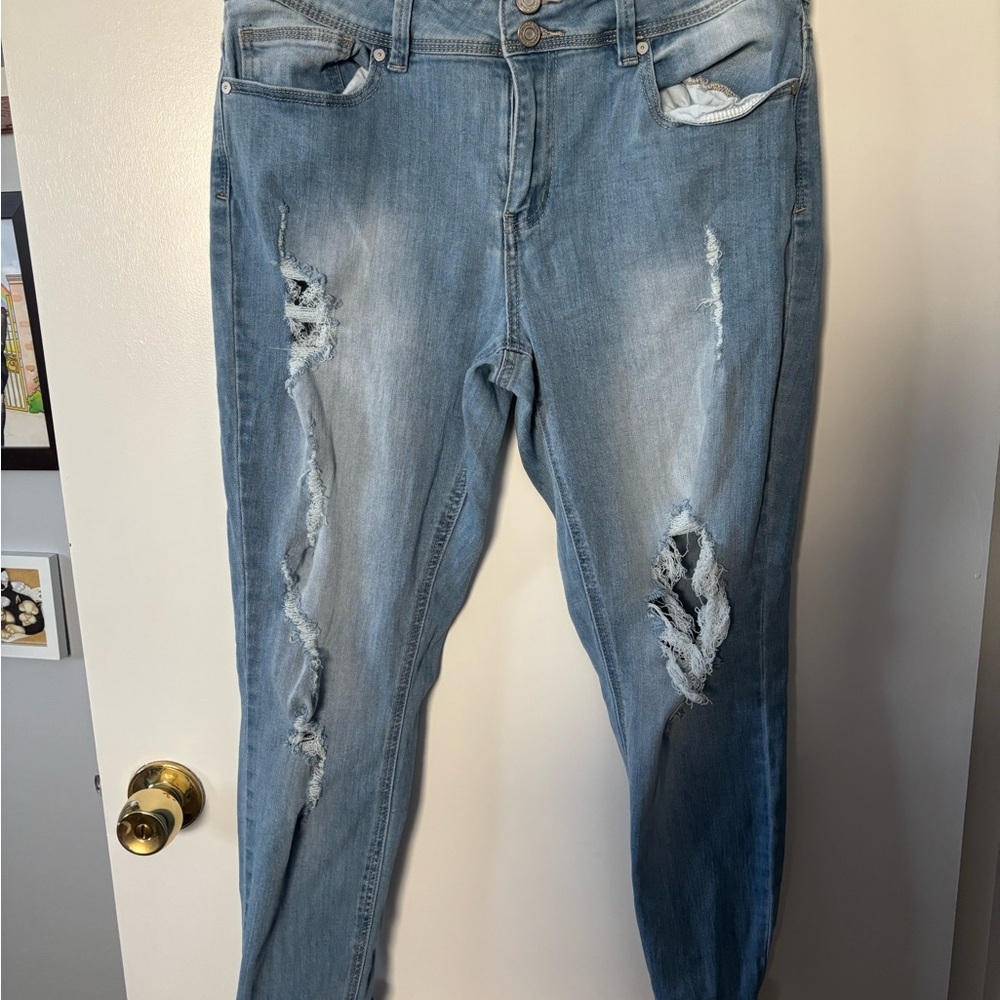 Indigo Rein Light Blue Ripped Skinny Jeans Girly Bohemian Style